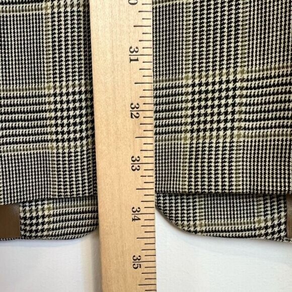 Vintage Gingham Plaid 40L Tall Vintage Wool Blazer Sports Coat Jacket Neutral - Picture 12 of 15